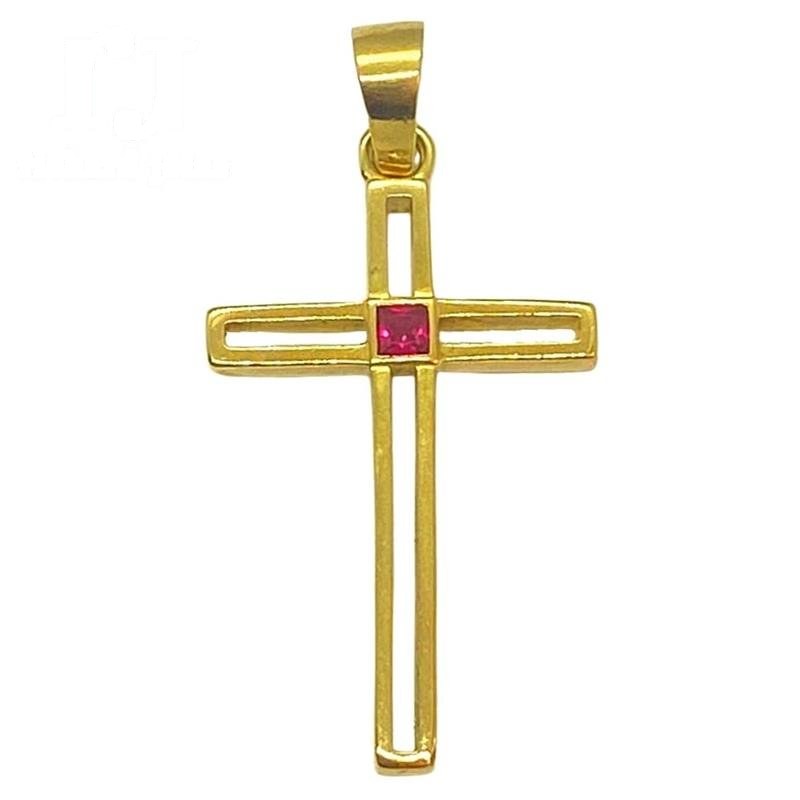 PINGENTE DE MOEDA CRUCIFIXO 4 CM PEDRA CARRE 4X4