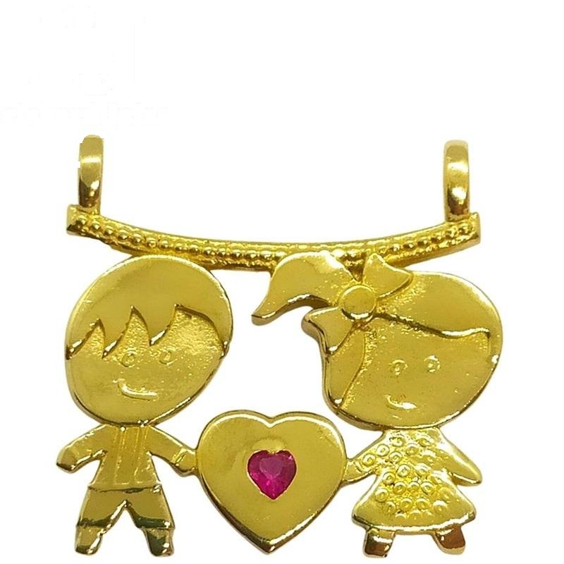 PINGENTE DE MOEDA CANGA C/01 MENINO E 01 MENINA DE TAMANHO 2,7 X 2,7