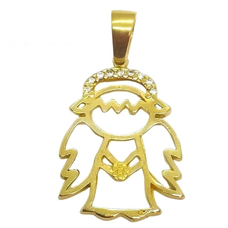 PINGENTE DE MOEDA ANJINHO C/09 PEDRAS DE TAMANHO 2,6 X 2