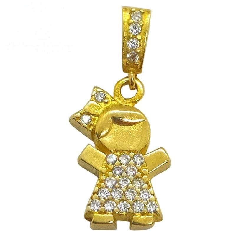 PINGENTE DE MOEDA MENINA C/ 23 PEDRAS DE TAMANHO 1,5 X 1,0