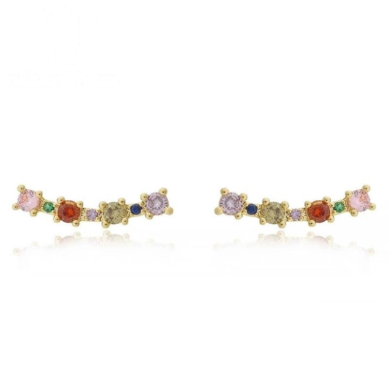 BRINCO FOLHEADO A OURO EAR CUFF CRAVEJADO COM MICRO ZIRCÔNIAS