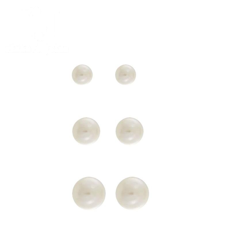 BRINCO FOLHEADO A OURO TRIO DE PÉROLAS (4MM/5MM/6MM)