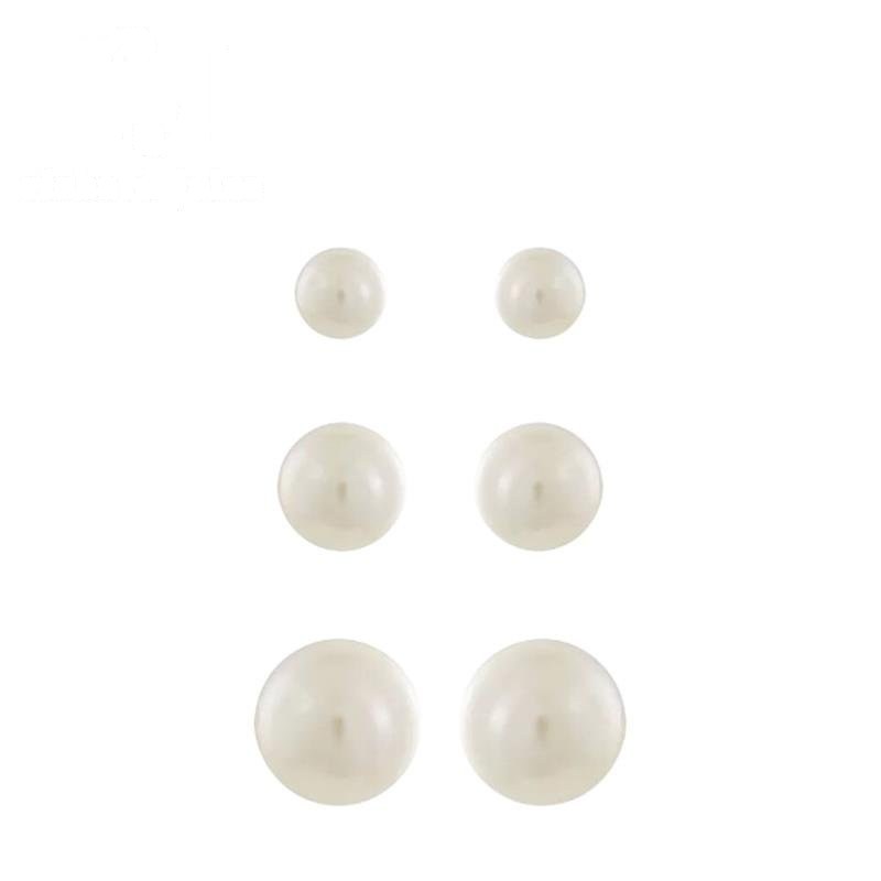 BRINCO FOLHEADO A OURO TRIO DE PÉROLAS (8MM/10MM/12MM)