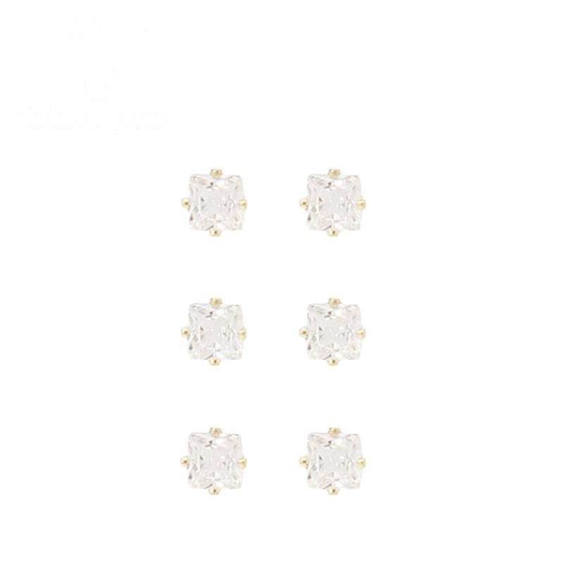 BRINCO FOLHEADO A OURO TRIO PONTOS DE LUZ CARRE (4MM)