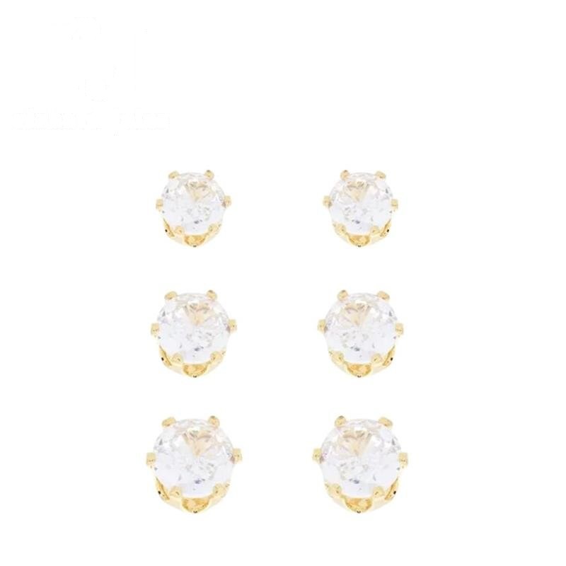 BRINCO FOLHEADO A OURO TRIO PONTOS DE LUZ REDONDO (3MM/4MM/5MM)