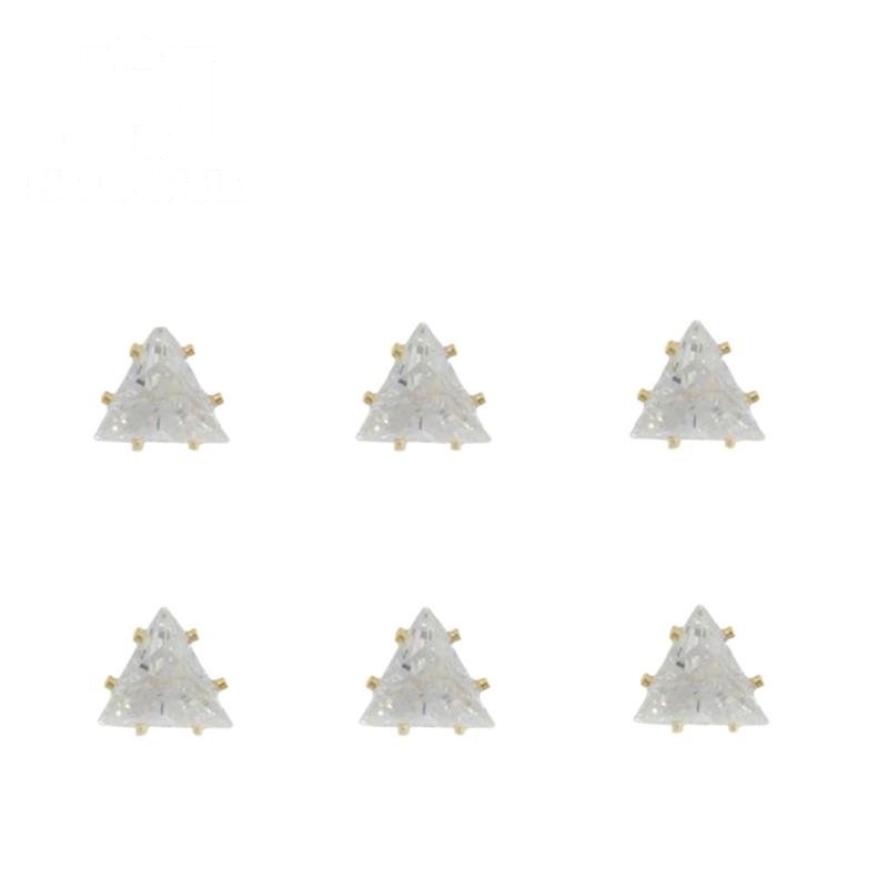 BRINCO FOLHEADO A OURO TRIO PONTO DE LUZ TRIANGULAR 5MM