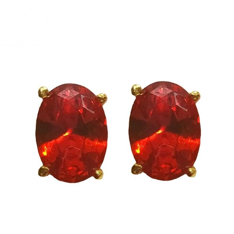 BRINCO DE MOEDA PEDRA OVAL 5X7MM+TARRAXA FOLHEADA A OURO