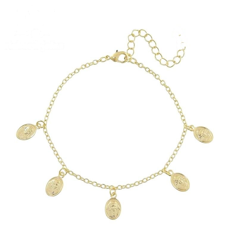 PULSEIRA FOLHEADO A OURO MEDALHAS SANTA DULCE DOS POBRES 16CM+5CM
