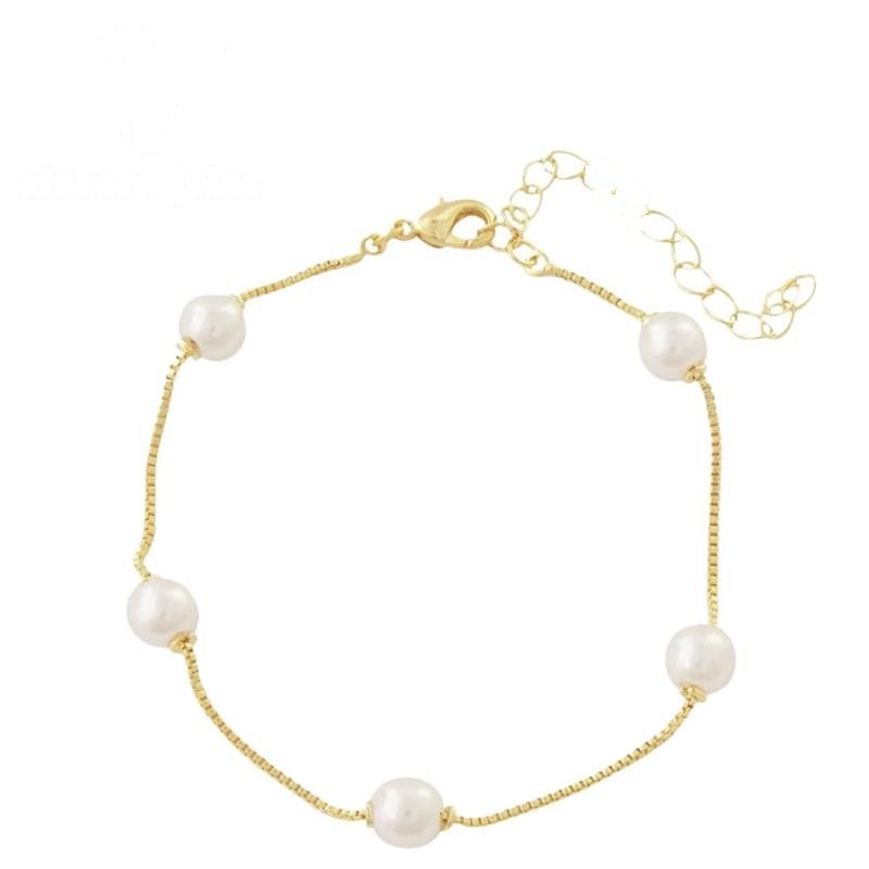 PULSEIRA FOLHEADO A OURO PÉROLAS