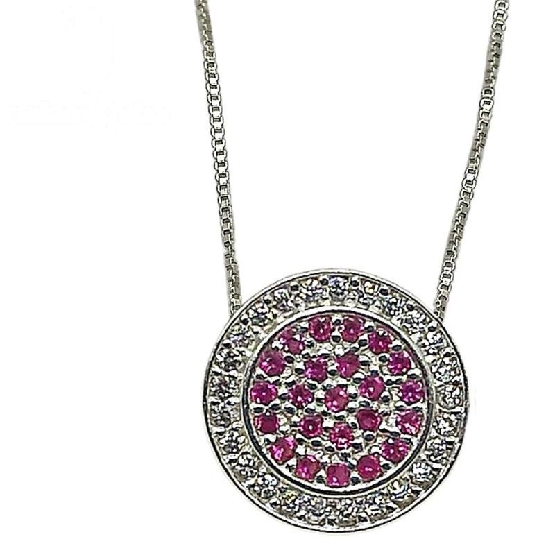 CONJUNTO DE PRATA 925 C/CORRENTE VENEZIANA 45CM E 49 PEDRAS MUDA COR CENTRAL LATERAL CRISTAL