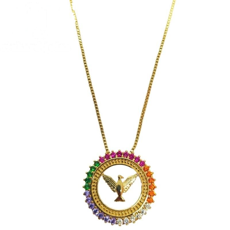 CONJUNTO FOLHEADO A OURO C/ CORRENTE VENEZIANA DE 45CM+5CM E PINGENTE DO ESPIRITO SANTO COLORIDO