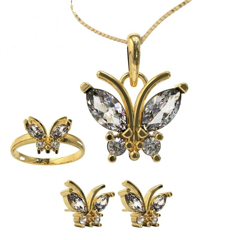 CONJUNTO DE MOEDA C/ PINGENTE+ BRINCO+ANEL BORBOLETA+CORRENTE VENEZIANA FOLHEADA A OURO 40CM