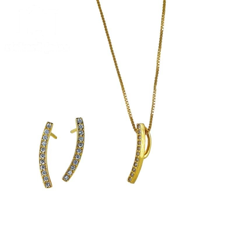CONJUNTO DE MOEDA C/ PINGENTE LUAN+BRINCO LUAN+CORRENTE VENEZIANA FOLHEADA A OURO 40CM