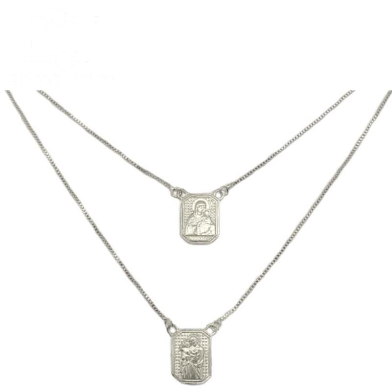 ESCAPULÁRIO DE PRATA 925 SANTO ANTÔNIO C/ CORRENTE VENEZIANA 60CM